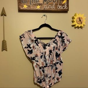 Off the Shoulder Cropped Floral Top